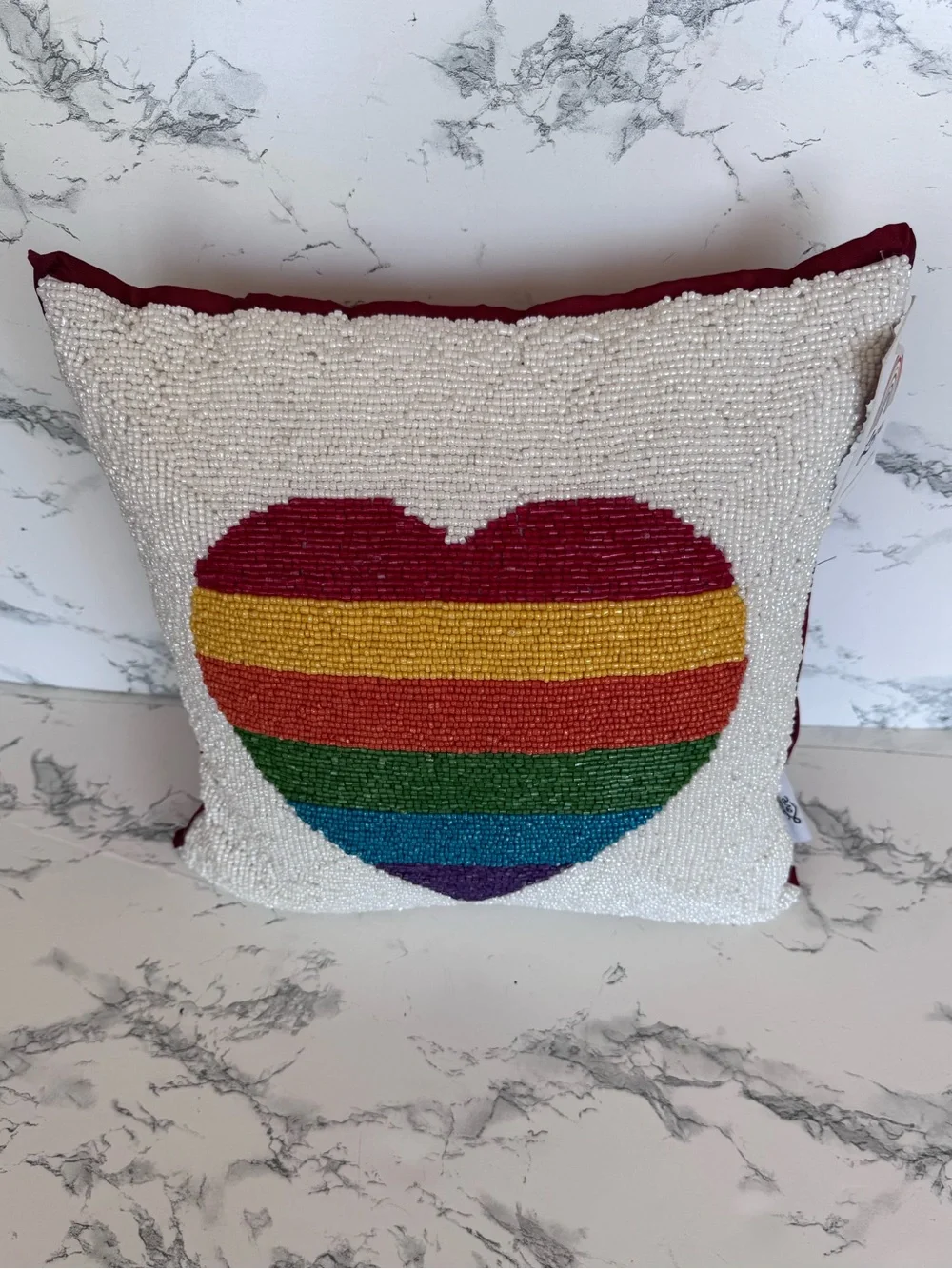 LOVE Gay Lesbian Pride LGBTQ Rainbow Flag Heart Beaded Square 14